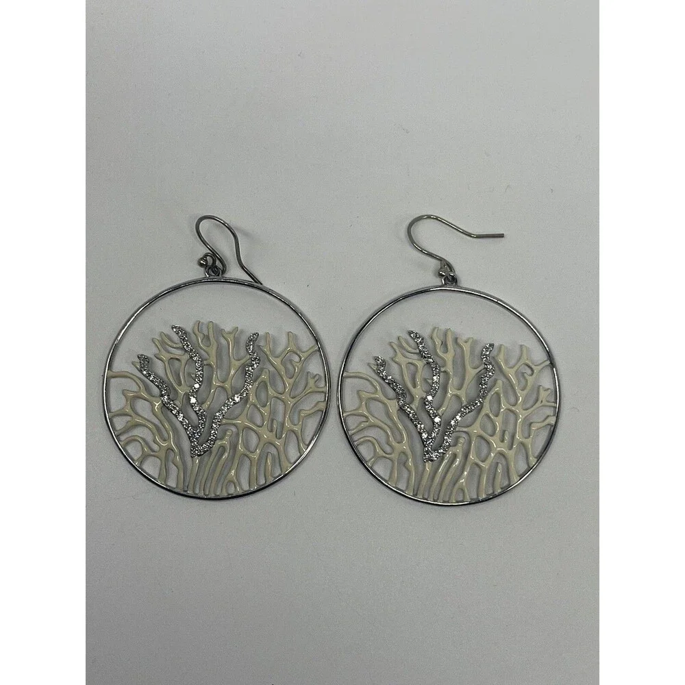 Misis Reef Party Sterling Silver Rhodium Plated Cubic Zirconia Round Earrings